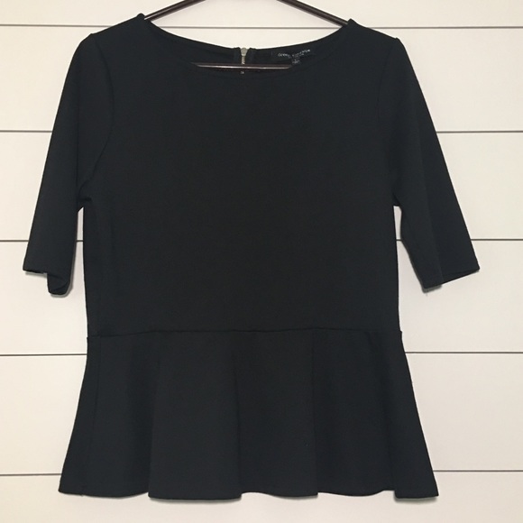 Green Envelope Tops - Green envelope black peplum blouse zipper back